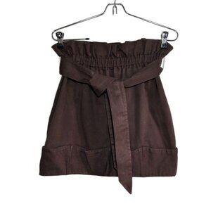 BCBG Generation Pull-On Ruffle Waist Mini Skirt in Brown - Size 0